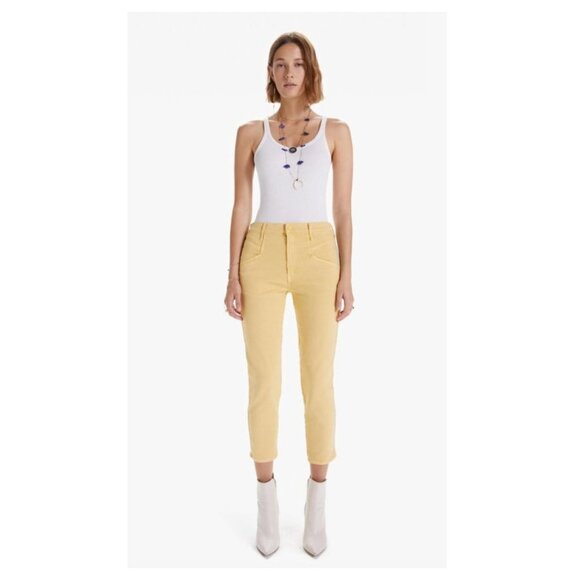 MOTHER The Breaker Crop Butter Yellow Rattan Jeans